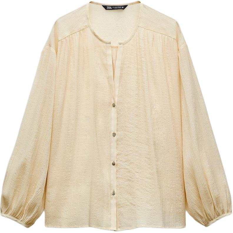 ZARA Shirts Women's White Crew Neck Moderate Other