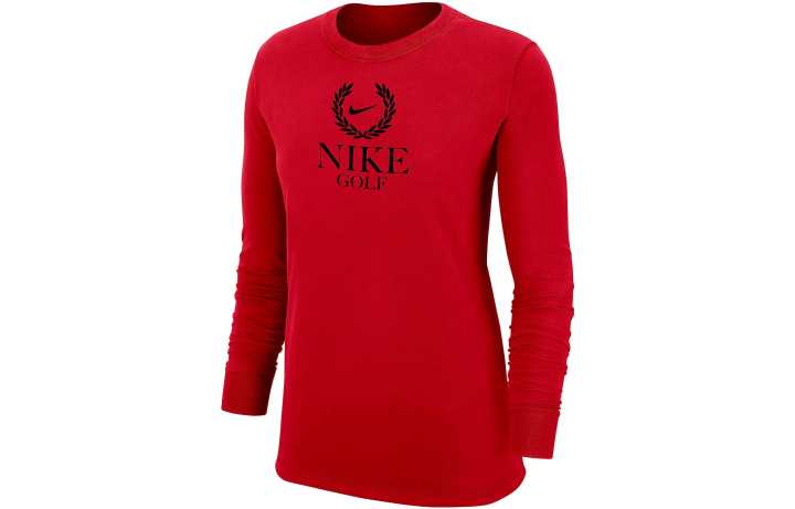 Nike Nike T Shirts Women's Red Crew Neck Moderate Straight Fit