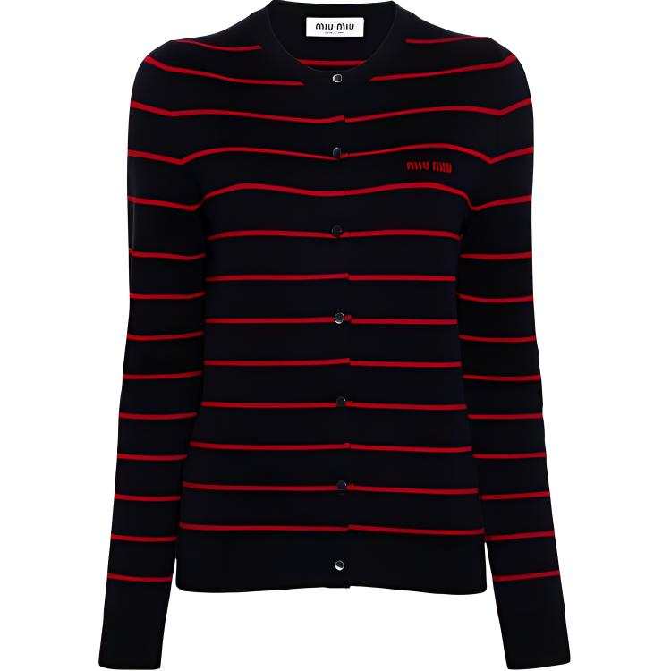 MIU MIU MIU MIU Stripped Button-Up Cardigan