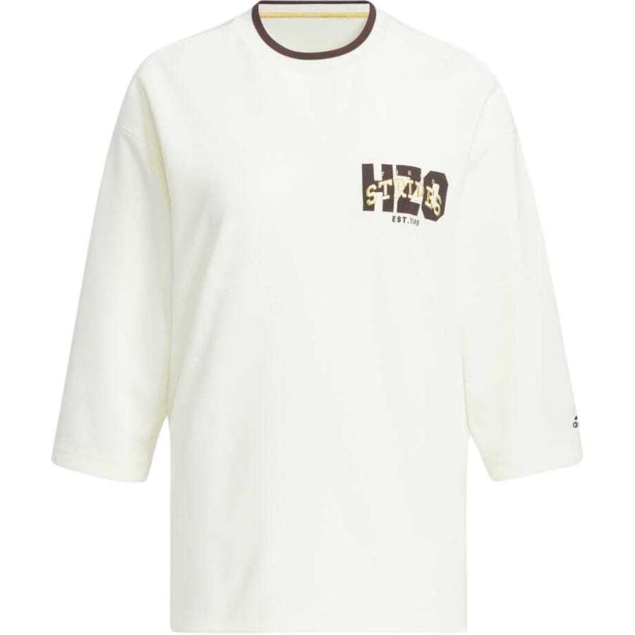 Adidas Adidas T Shirts Women's Ivory Crew Neck Moderate Straight Fit