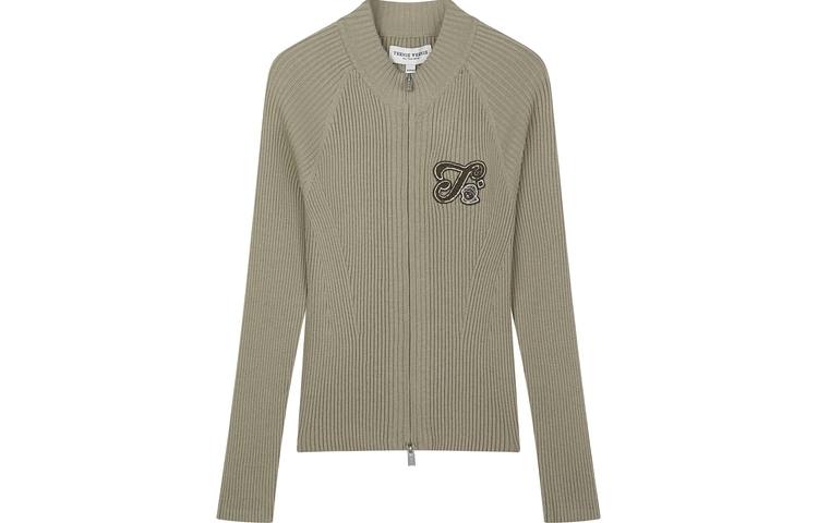 Teenie Weenie Knitwear Women's Army Green Stand Collar Moderate Cardigan