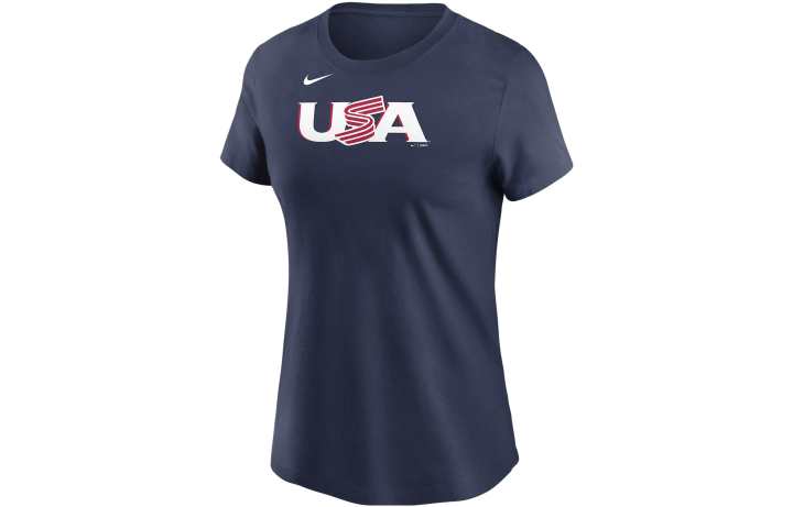 Nike Nike T Shirts Women's Navy Blue Crew Neck Moderate Straight Fit