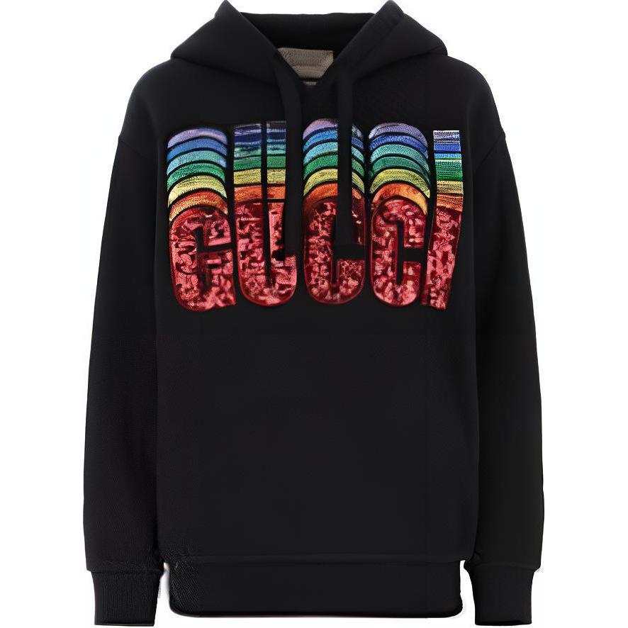 GUCCI Sweatshirts Women's Black Hooded Moderate Regular