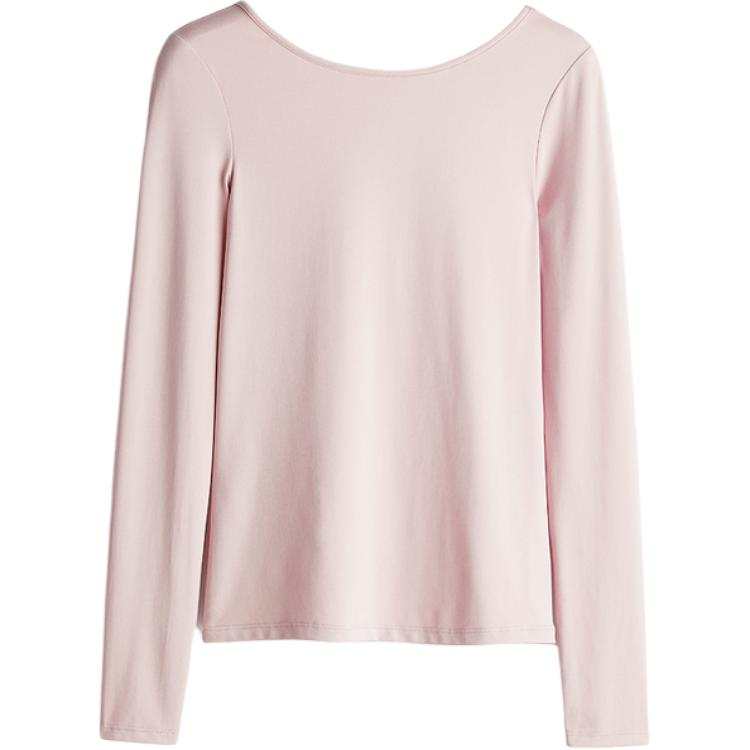 H&M T Shirts Women's Soft Pink Low Round Neck Moderate