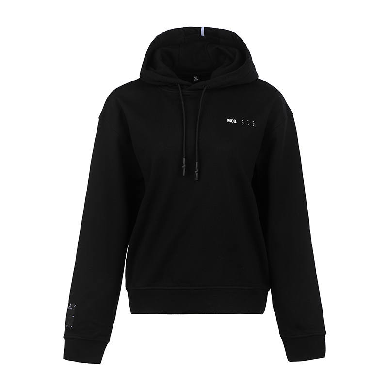 McQ Alexander McQueen Sweatshirts Women's Black Hooded Moderate Regular
