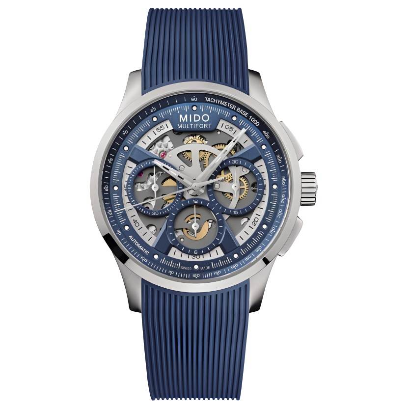 MIDO Helm Automatic Mechanical Movement Men's Watches Watch 43mm Blue Dial Stainless Steel Case Rubber Strap