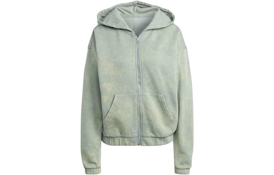 Adidas Adidas All Szn Fleece Washed Full Zip Hooded Track Top Sweatshirt Women's Black