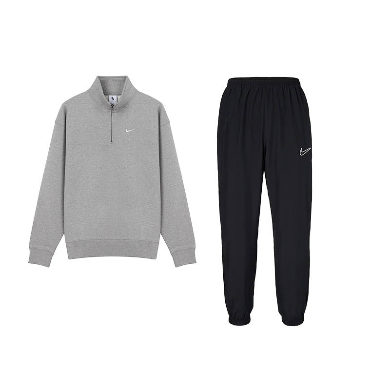 Nike Nike Dri Fit Stand Collar Fleece Lined Long Sleeved Logo Label Elastic Waistband Elastic Cuff Pants Casual Sportswear