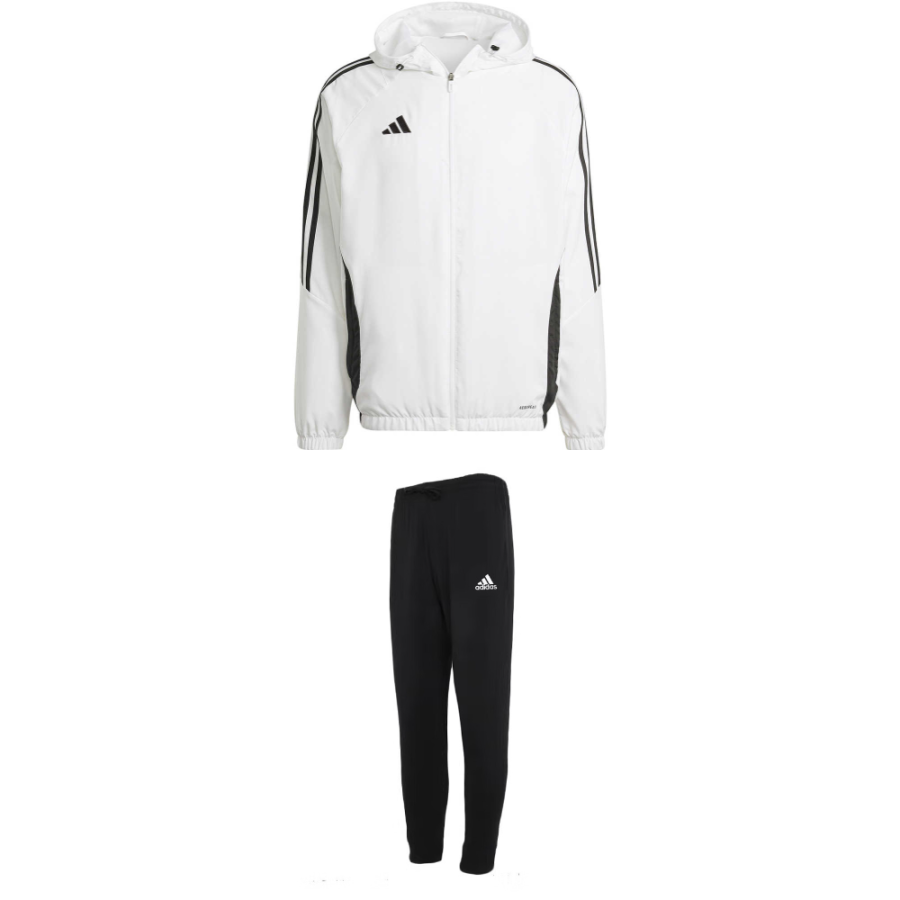 Adidas Adidas Casual Sportswear Men's White Coat+Black Pants Hooded Moderate