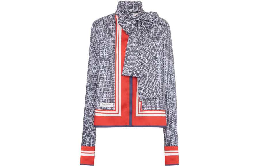 BALMAIN 【Best of: PromotionsPrevious Season】pussy-bow monogram-printed shirt