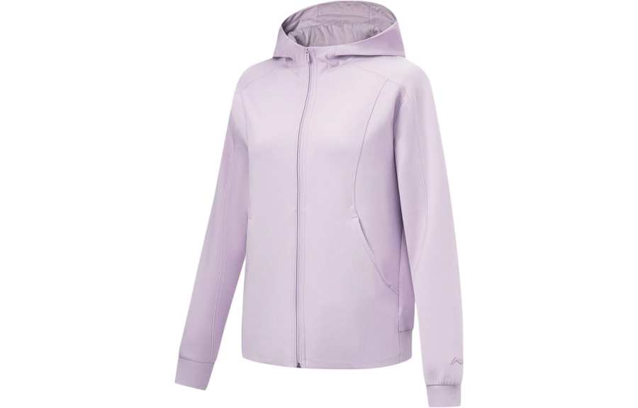 Li-Ning Li Ning Fitness Series Sweatshirts Women's Silk Purple Hooded Moderate Cardigan