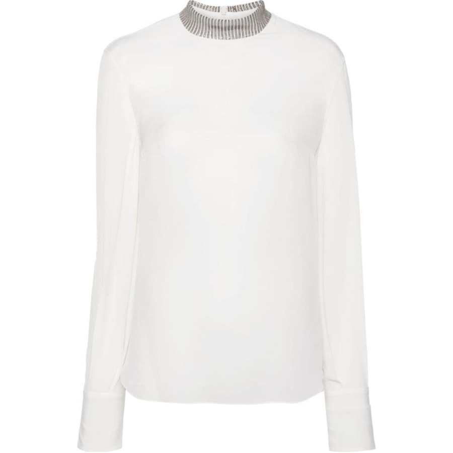 Brunello Cucinelli Brunello Cucinelli Embellished Mock Neck Blouse