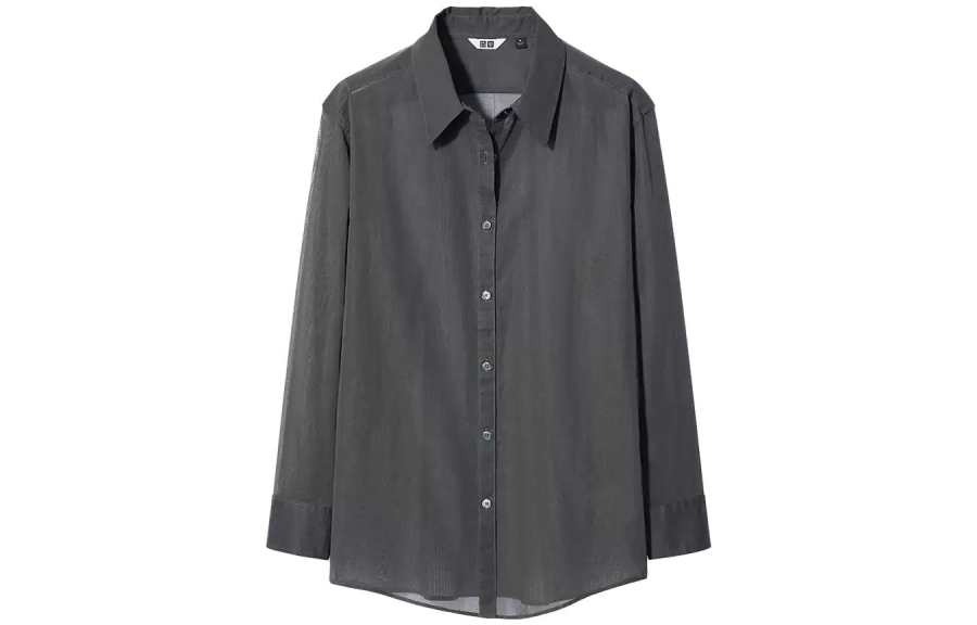 UNIQLO Shirts Women's Dark Gray Lapel Moderate Shirt