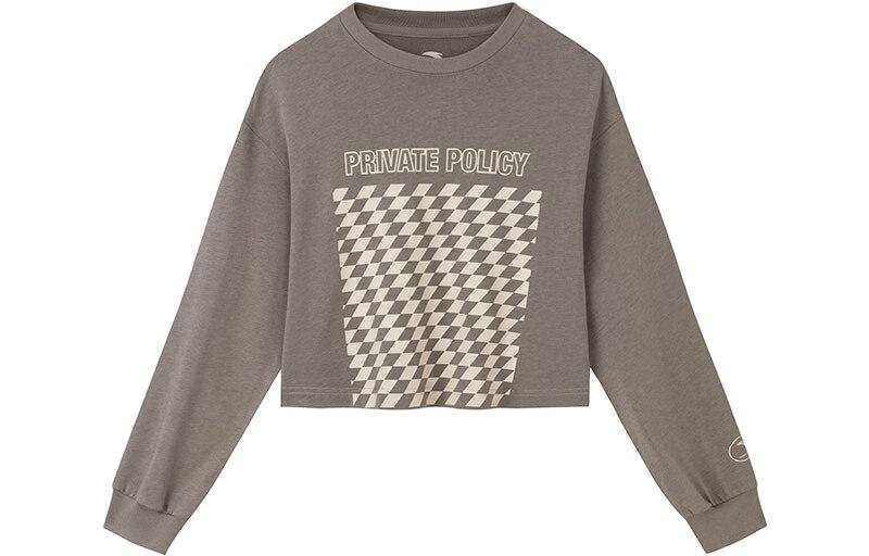 ANTA T Shirts Women's Gray Crew Neck Moderate Straight Fit