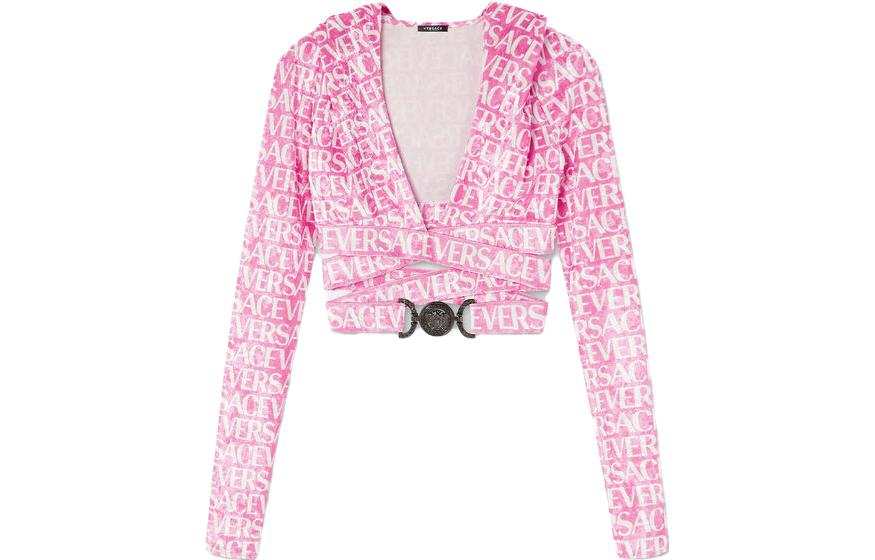 Versace All-Over velvet cropped hoodie