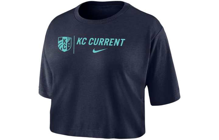 Nike Nike T Shirts Women's Navy Blue Crew Neck Moderate Straight Fit