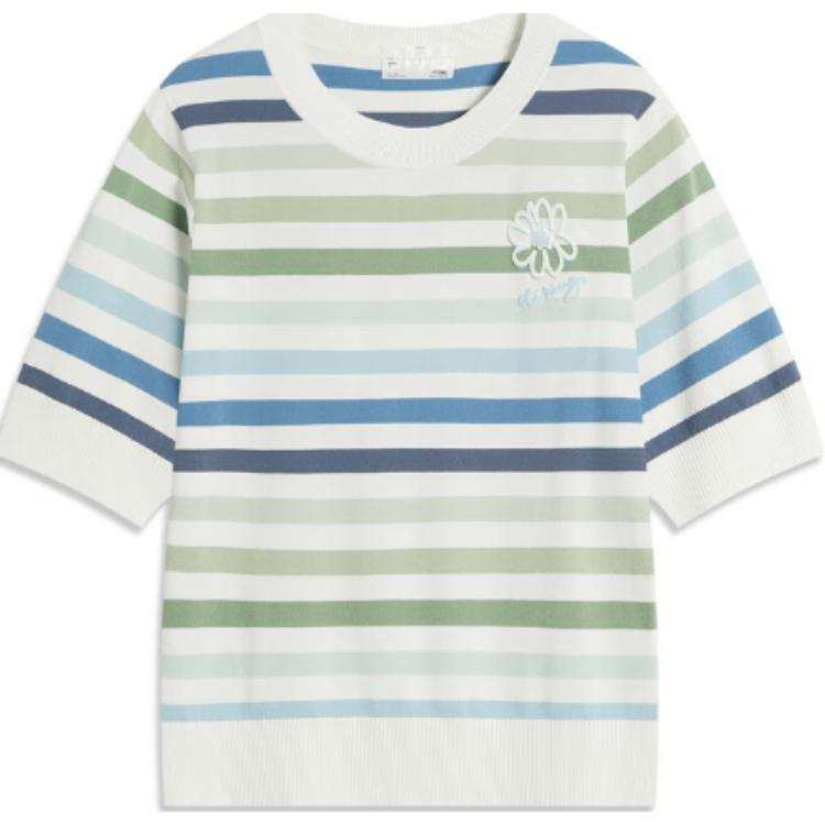 Li-Ning Li Ning T Shirt Women's Green Stripes