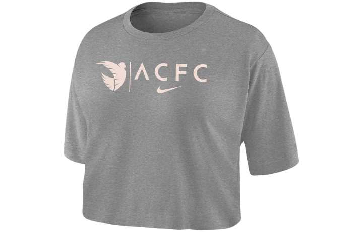 Nike Nike T Shirts Women's Light Gray Crew Neck Moderate Straight Fit