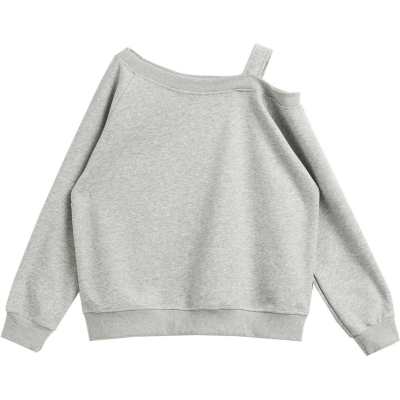 EVPGB Sweatshirts Women's Gray Asymmetrical Collar Moderate Regular
