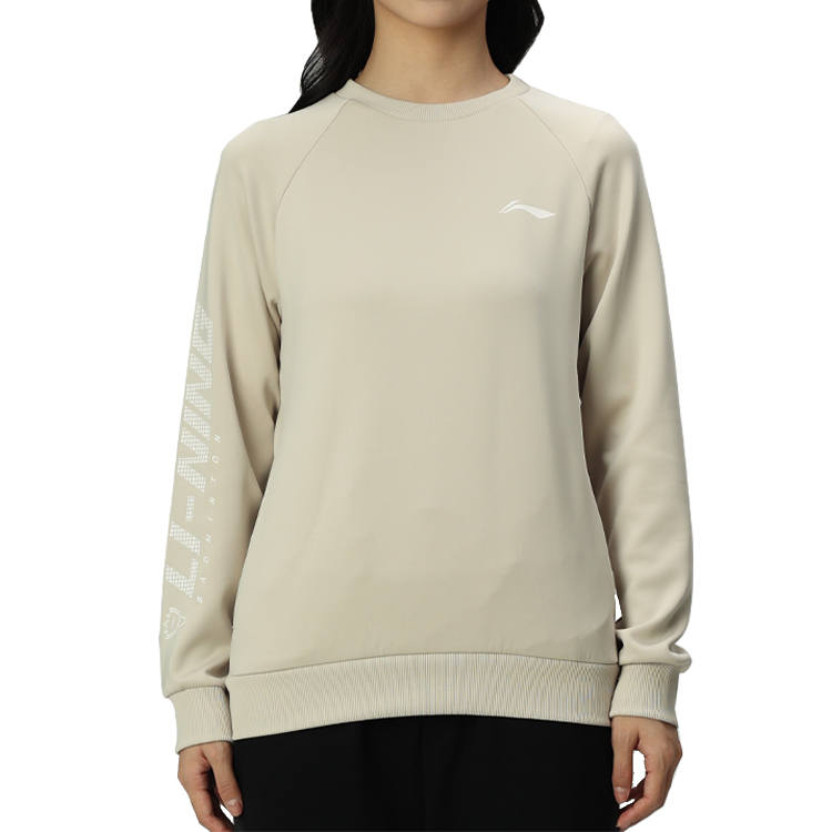 Li-Ning Li Ning Sweatshirts Women's Coast Gray Crew Neck Moderate Regular