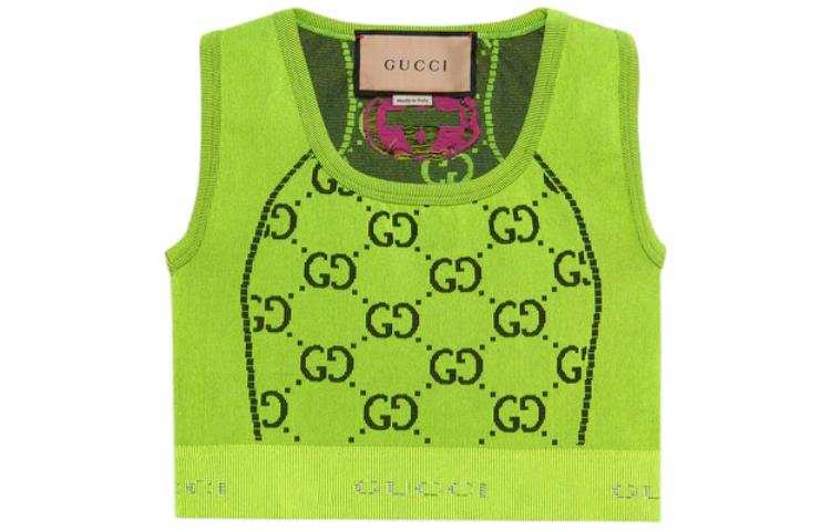 GUCCI Gg Jersey Jacquard Sleeveless Top 'Fluo Yellow/Black'