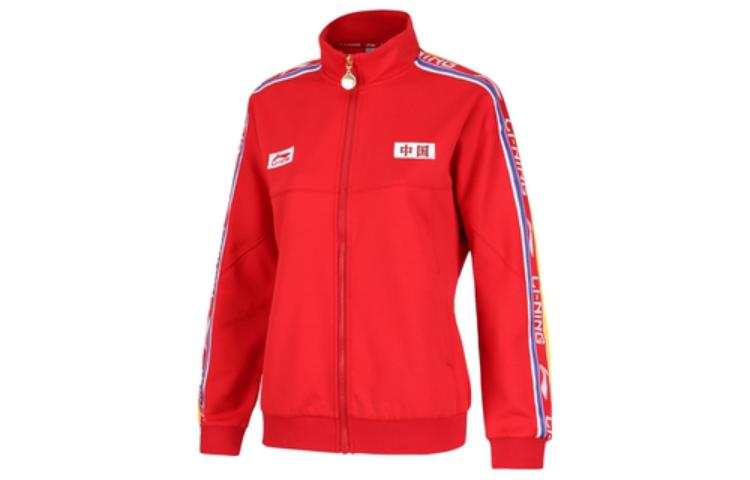 Li-Ning Li Ning Sweatshirts Women's Red Stand Collar Moderate Cardigan