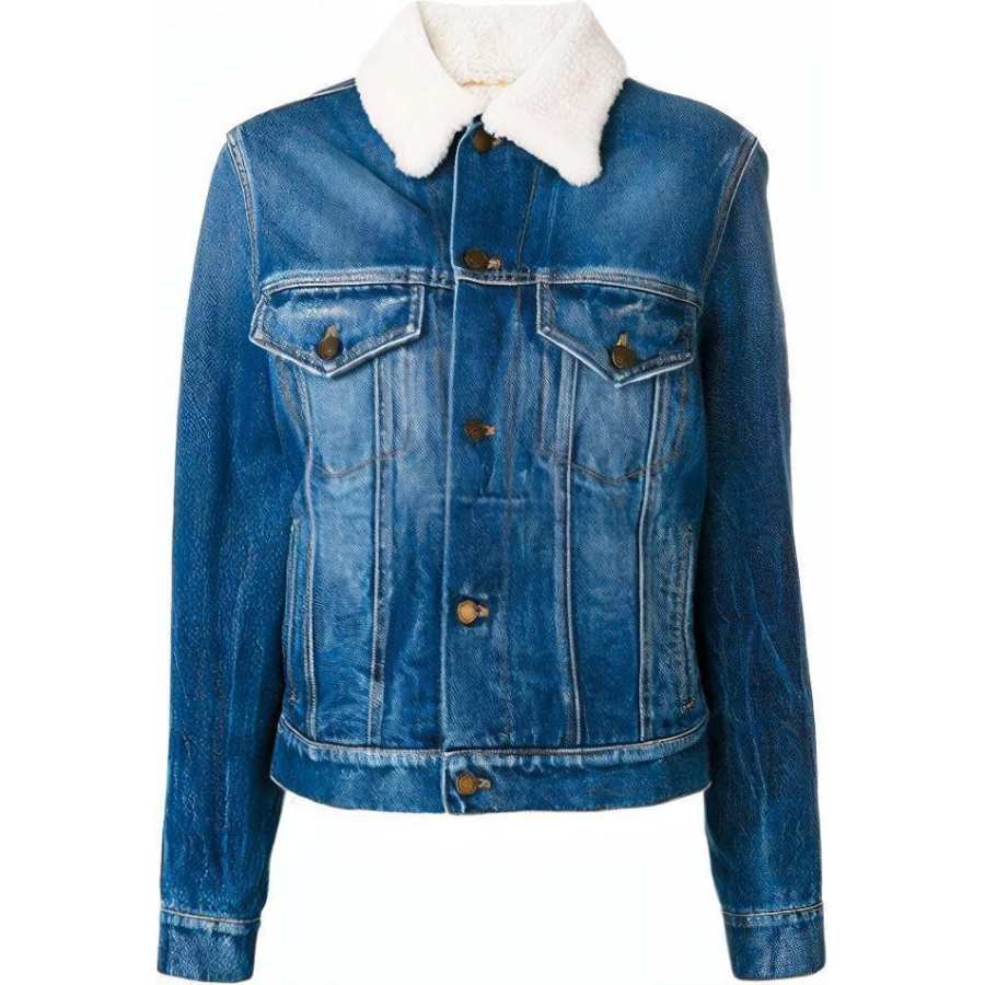 SAINT LAURENT Denim Jackets Women's Blue Lapel Moderate Other