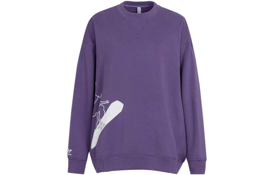 Adidas Originals Sweatshirts Women's Purple Crew Neck Moderate Regular