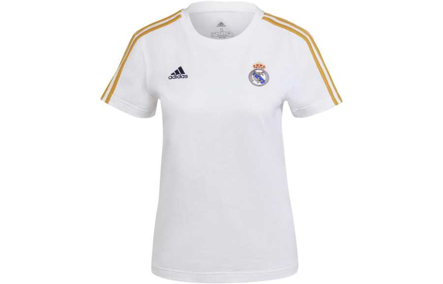 Adidas Adidas Real Madrid T Shirts Women's White Crew Neck Moderate Straight Fit