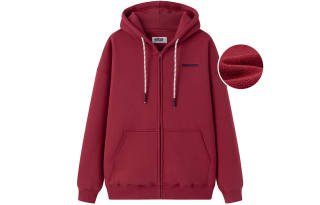 Tokyo Season Solid Color Zippered Loose Fit Letter Embroidery Fleece Lined Cardigan Hooded Sweatshirt Women's