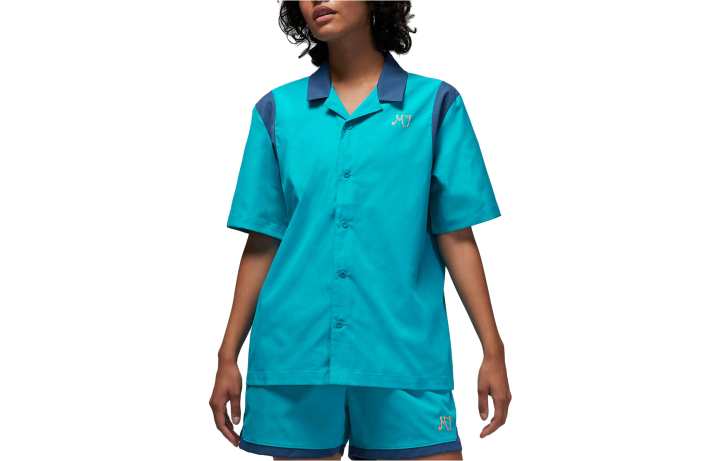 Jordan Jordan Shirts Women's Aqua Blue Pointed Collar Moderate Other
