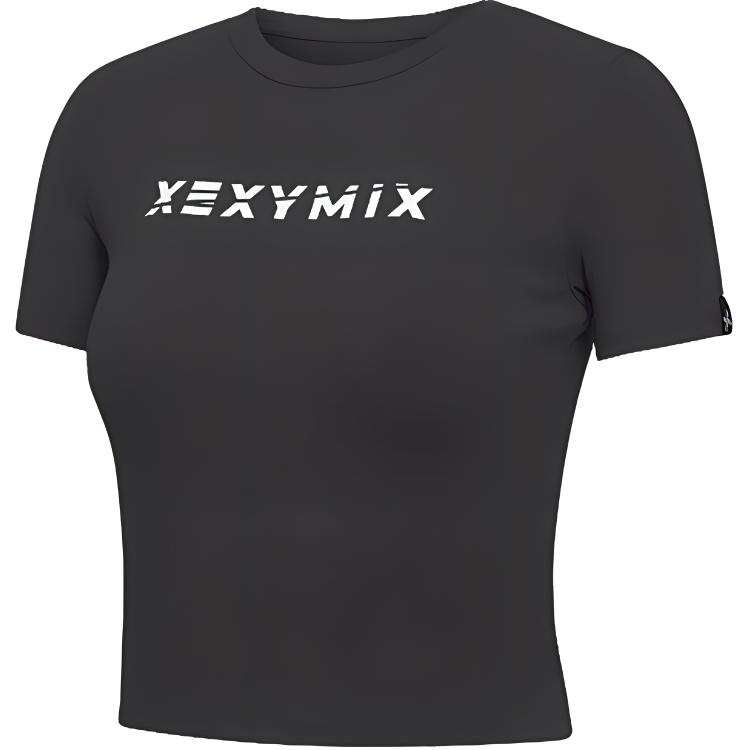 XEXYMIX T Shirts Women's Gray Crew Neck