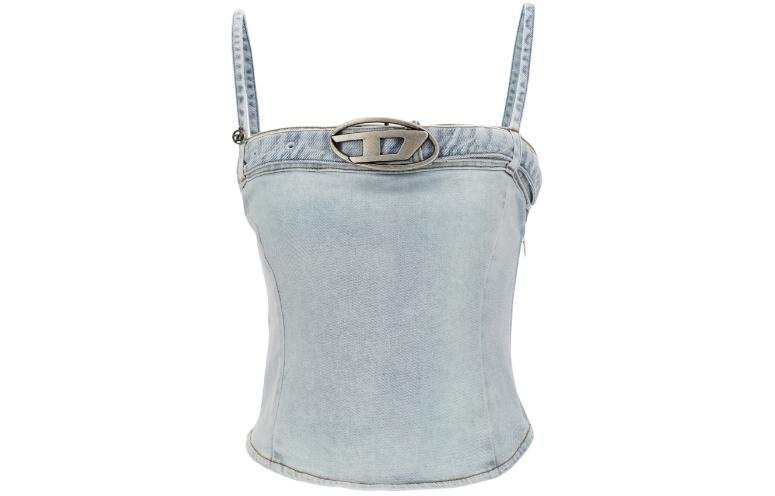 DIESEL De Lucy S Logo Plaque Denim Tank Top
