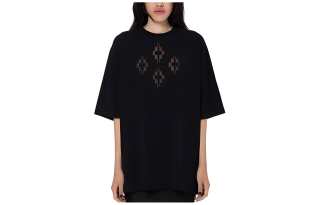 Marcelo Burlon T Shirts Women's Black Crew Neck Moderate Straight Fit