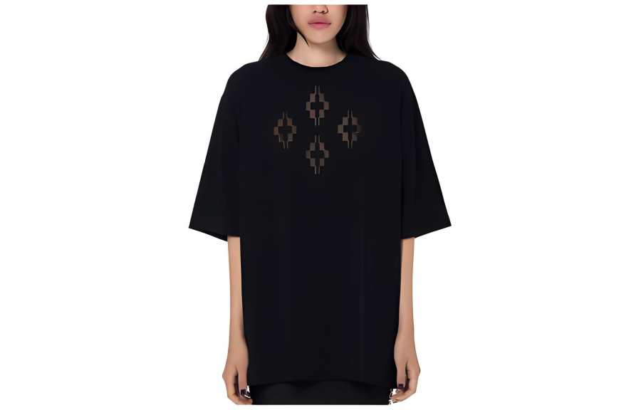Marcelo Burlon T Shirts Women's Black Crew Neck Moderate Straight Fit