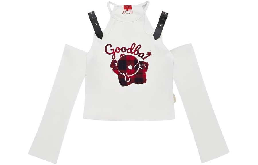 GOOD BAI GOODEES T Shirts Women's White Crew Neck Moderate Straight Fit