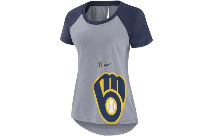 Nike Nike T Shirts Women's Gray Crew Neck Moderate Straight Fit