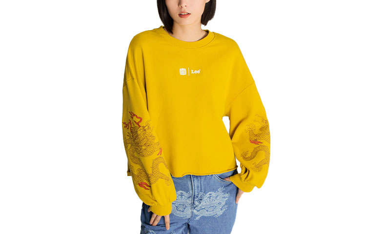 Lee Sweatshirts Women's Yellow Crew Neck Moderate Regular