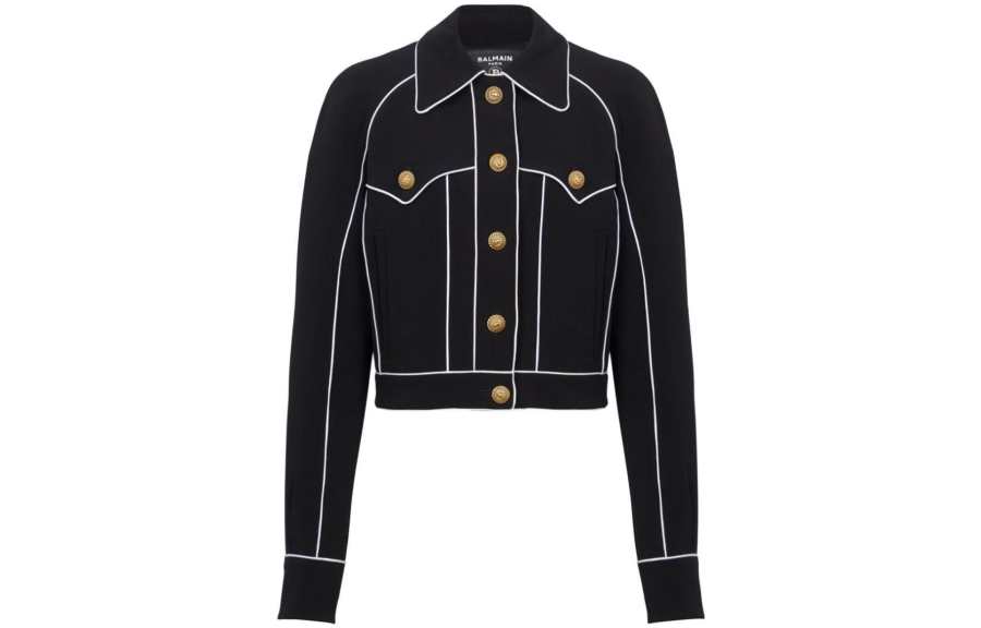 BALMAIN BALMAIN Buttoned Contrasted Western Crepe Jacket 'Black'