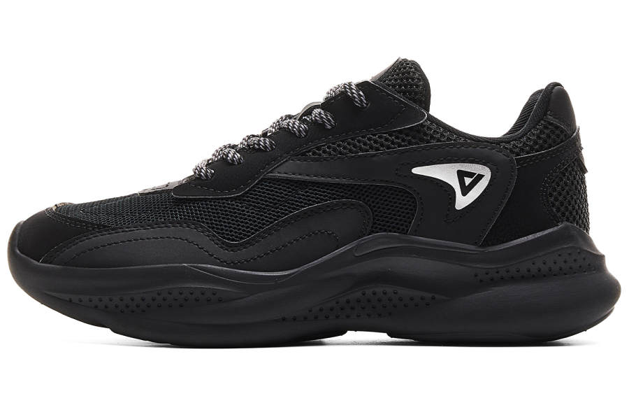 PEAK Cloud Course, Mesh Cushioning Rebound Lightweight Slip Resistant Low top Casual Shoes Women's Black Silver