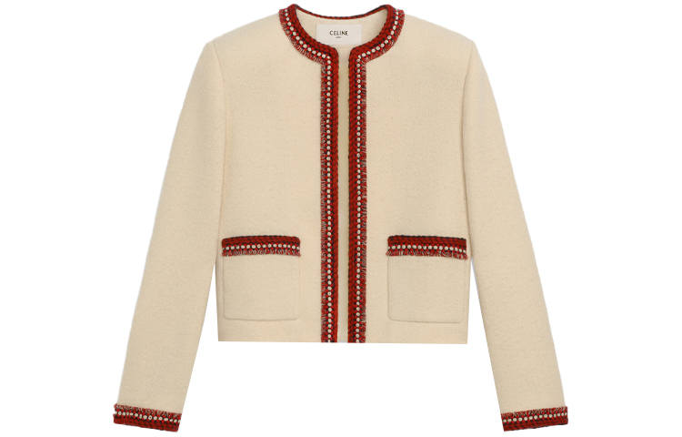 CELINE CELINE Jackets Women's Beige Collarless Moderate Other