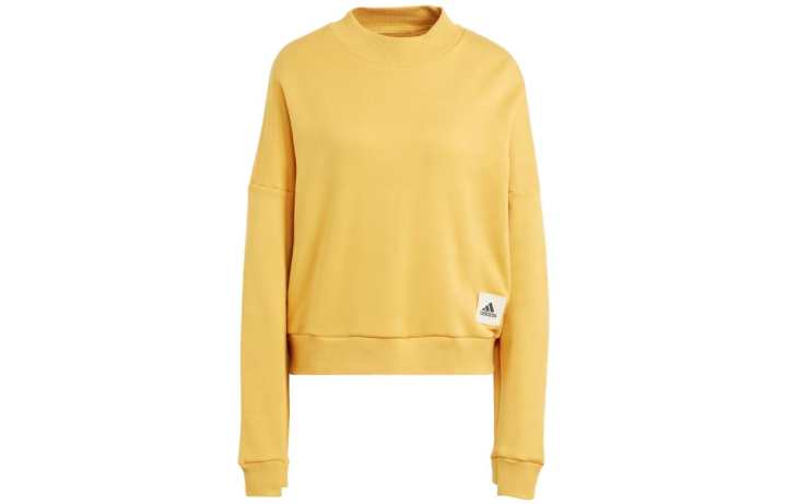 Adidas Adidas Lounge Sweatshirts Women's Yellow Crew Neck Moderate Regular