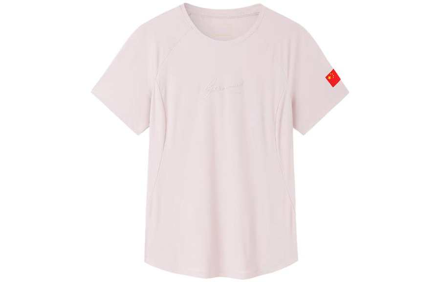 ANTA Champion All Weather Collection T Shirts Women's Smoke Gray Pink Crew Neck Moderate