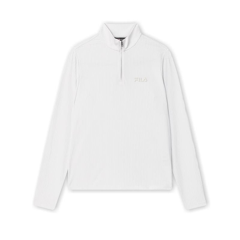 FILA T Shirts Women's Standard White Stand Collar Moderate Straight Fit