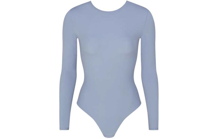 Skims Swim Long Sleeve One Piece Periwinkle