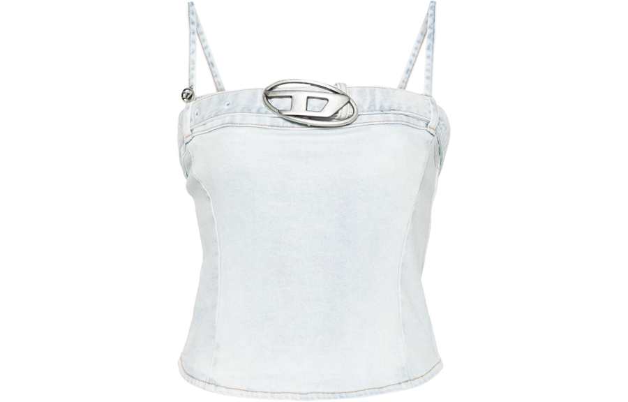 Diesel De-Lucy-S Logo Plaque Denim Tank Top