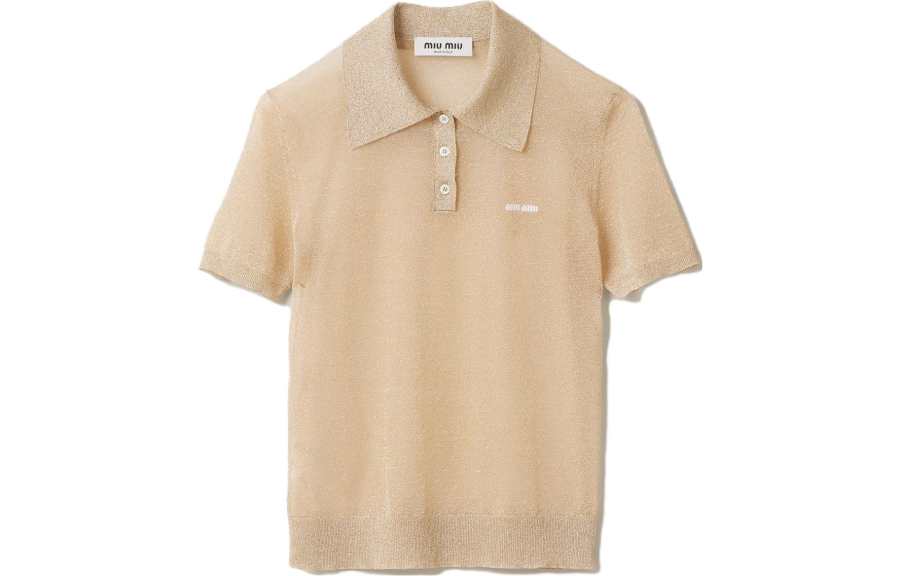 MIU MIU Polo Shirts Women's Gold Polo Collar Moderate Other