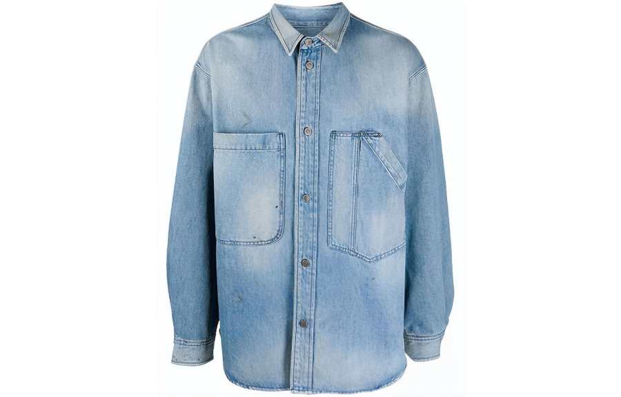 DIESEL DIESEL Shirts Men's Blue Lapel Moderate Denim