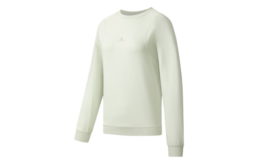 Li-Ning Li Ning Fitness Series Sweatshirts Women's Pale Greenish White Jade Crew Neck Moderate Regular