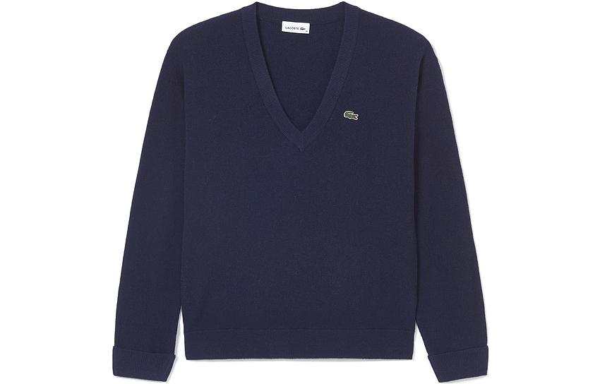 LACOSTE Knitwear Women's Dark Blue V Neck Moderate Other